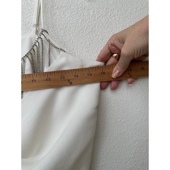 Nicholas Rhinestone Fringe Cowl Neck Ivory Crop Top – Women’s M - Picture 12 of 13